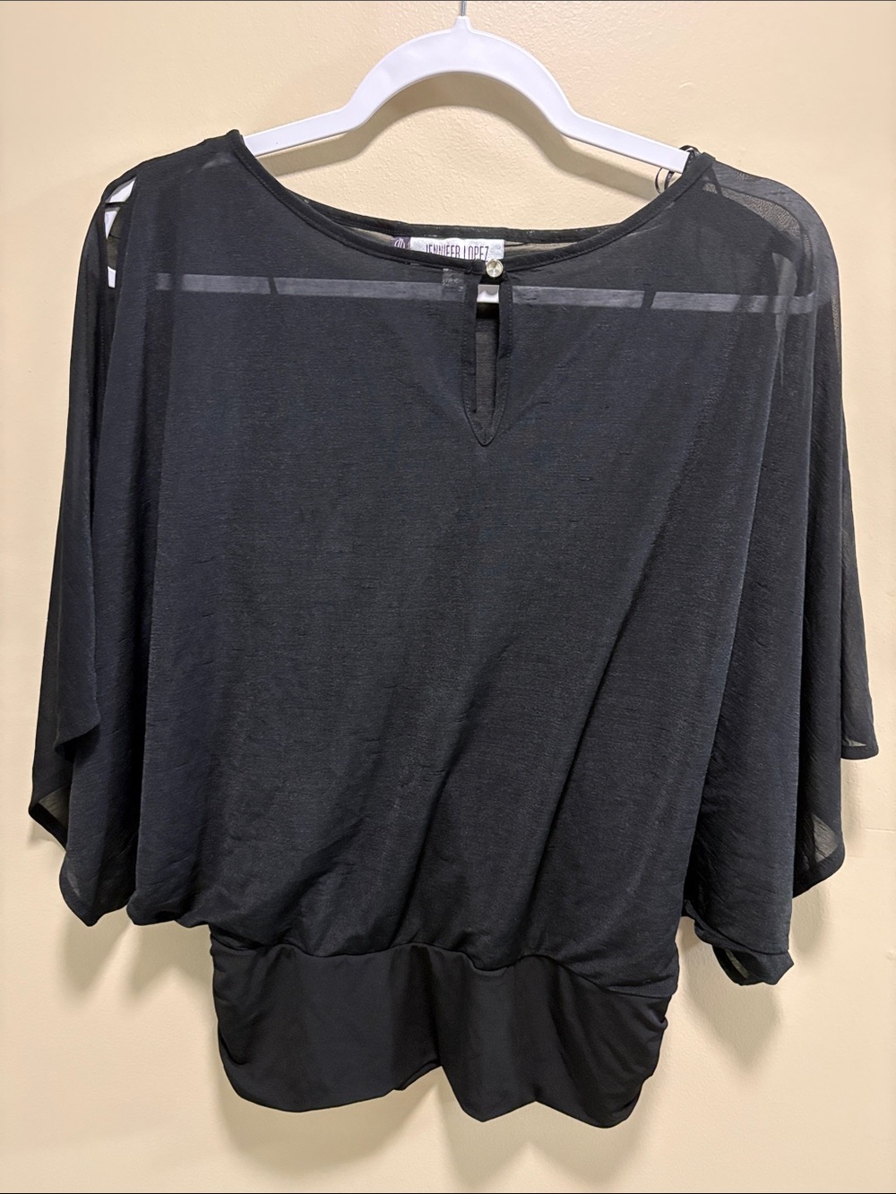 Jennifer Lopez Black Sheer Yoke Blouse